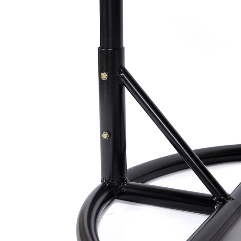 LeisureMod Charcoal Single Seater Rattan Wicker Egg Swing Hanging Chair for Indoor Outdoor Patio Porch Backyard Garden