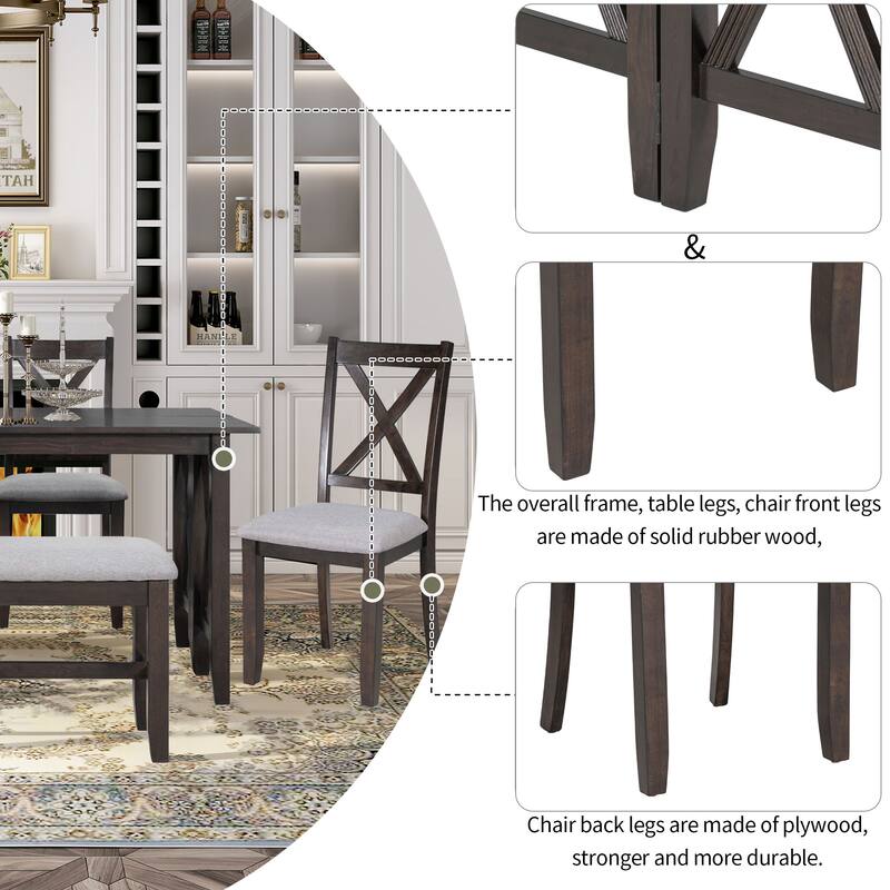 Foldable Multifunctional Dining Table and Chair Sets Home Party Dining Table and Chair Sets with X Shape Table Legs for Kitchen