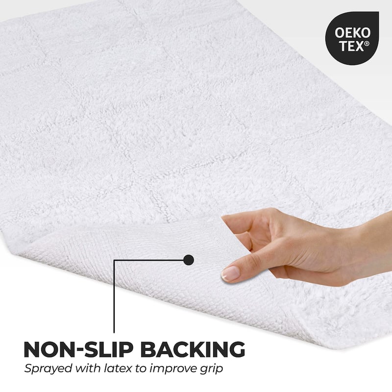 Superior Cotton Checkered 2-piece Non-skid Bath Rug Set