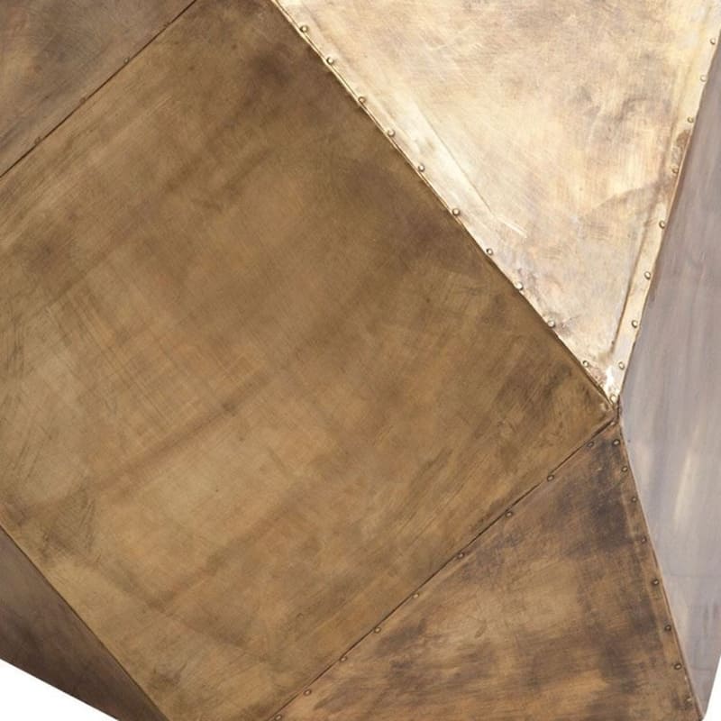 Gold Brass Square End Table with Block Base for Living Room Accent Decor - 26” x 26” x 18.5” (D x W x H)