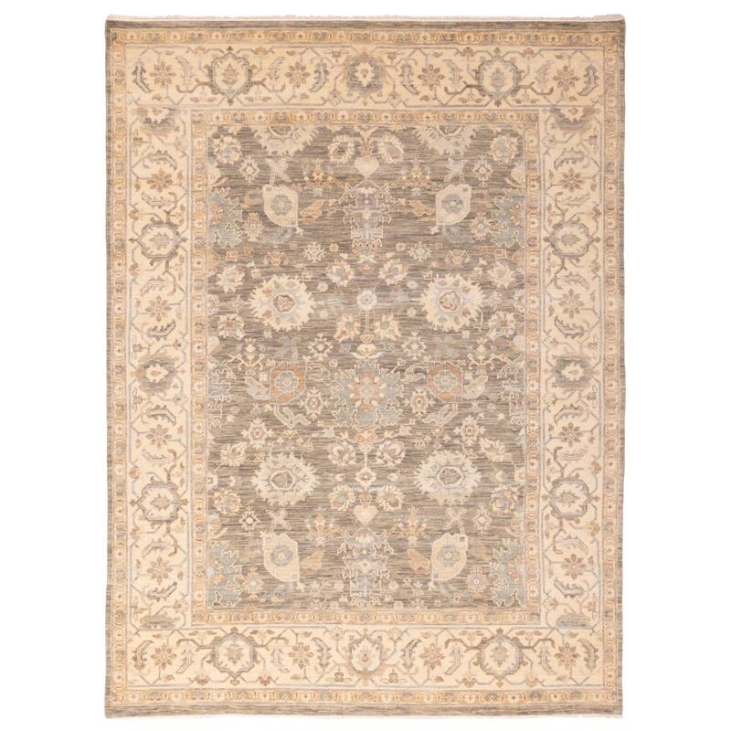 ECARPETGALLERY Hand-knotted Modern Oushak Dark Olive Green Wool Rug - 9'0 x 11'11