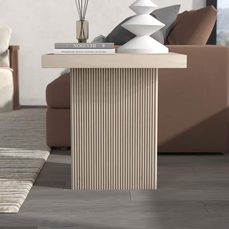 Torren 22" Wide Square Fluted Side Table - 22" Wide