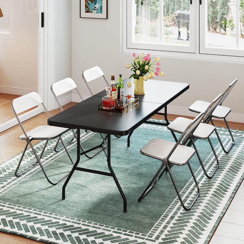 Costway 6' Folding Table Portable Plastic Indoor Outdoor Picnic Party