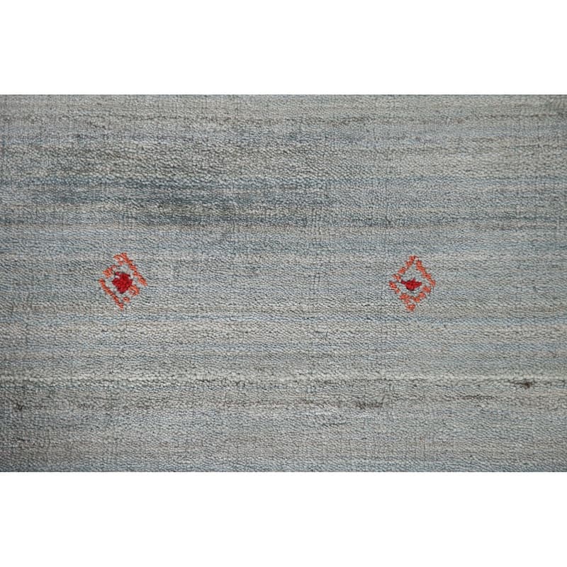 Grey Gabbeh Oriental Area Rug Hand-Knotted Wool Carpet - 8'0"x 9'10"