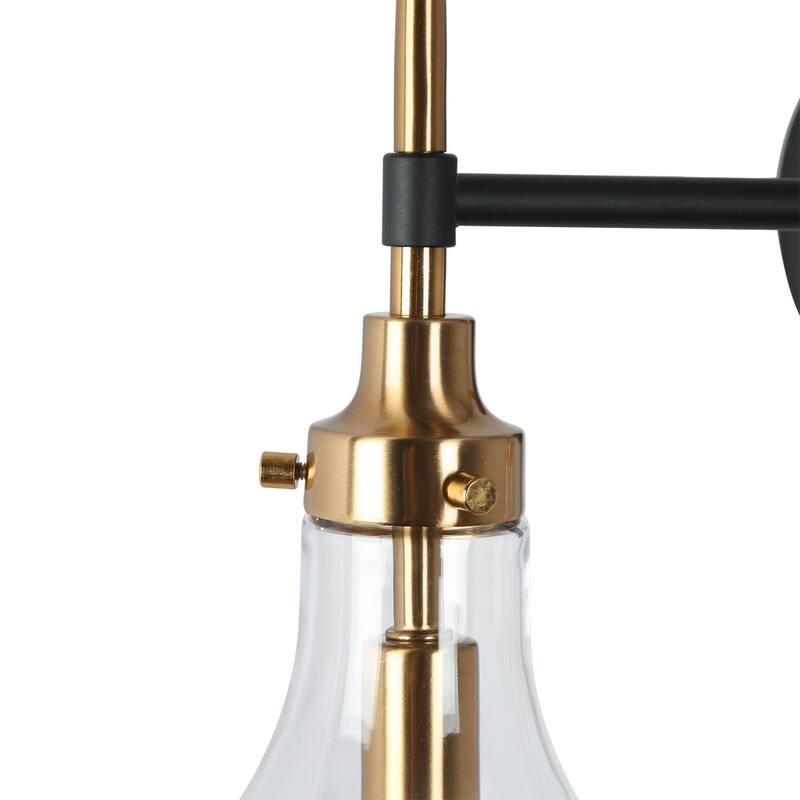 Synia Mid-Century Modern Black 3-Light Bathroom Vanity Lights Globe Wall Sconce Dimmable - L 21.6" x W 7.1" x H 14.5"