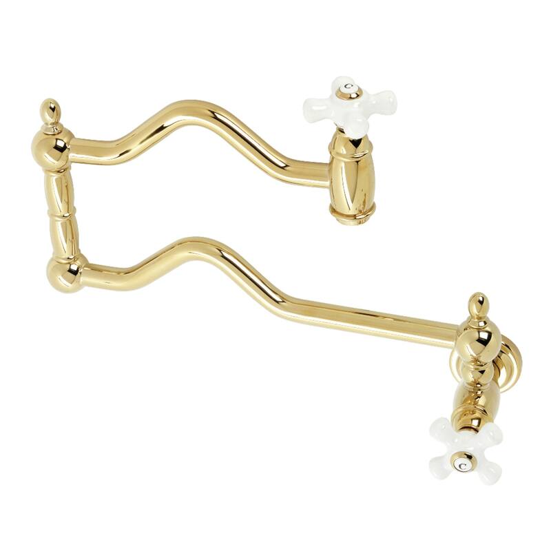 Kingston Brass Heritage Wall Mounted Pot Filler Faucet - Polished Brass