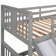 preview thumbnail 12 of 11, Gray Twin over Twin Solid Wood Bunk Bed with Slide and Fence