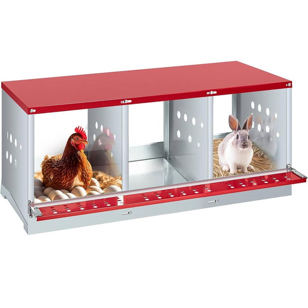 Chicken Nesting Box for Hens, Rabbits, Ducks - Red