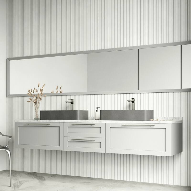 Vigo Concreto Stone 23-5/8" Rectangular Concreto Stone Vessel Bathroom