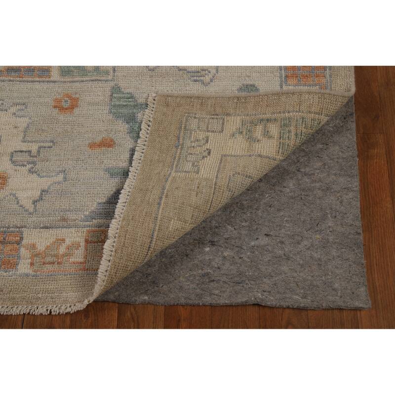 Vegetable Dye Oushak Turkish Large Rug Hand-Knotted Floral Wool Carpet - 9'11"x 14'8"