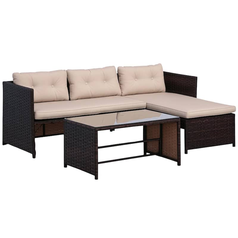 GDFStudio - Elias Modern Outdoor Rattan-Style Patio Sofa Set with Modular Comfort and Lounge-Ready Design - Sofa Set