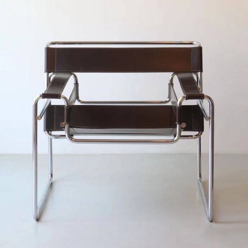 Mid-Century Modern Saddle Leather Accent Chair with Steel Legs