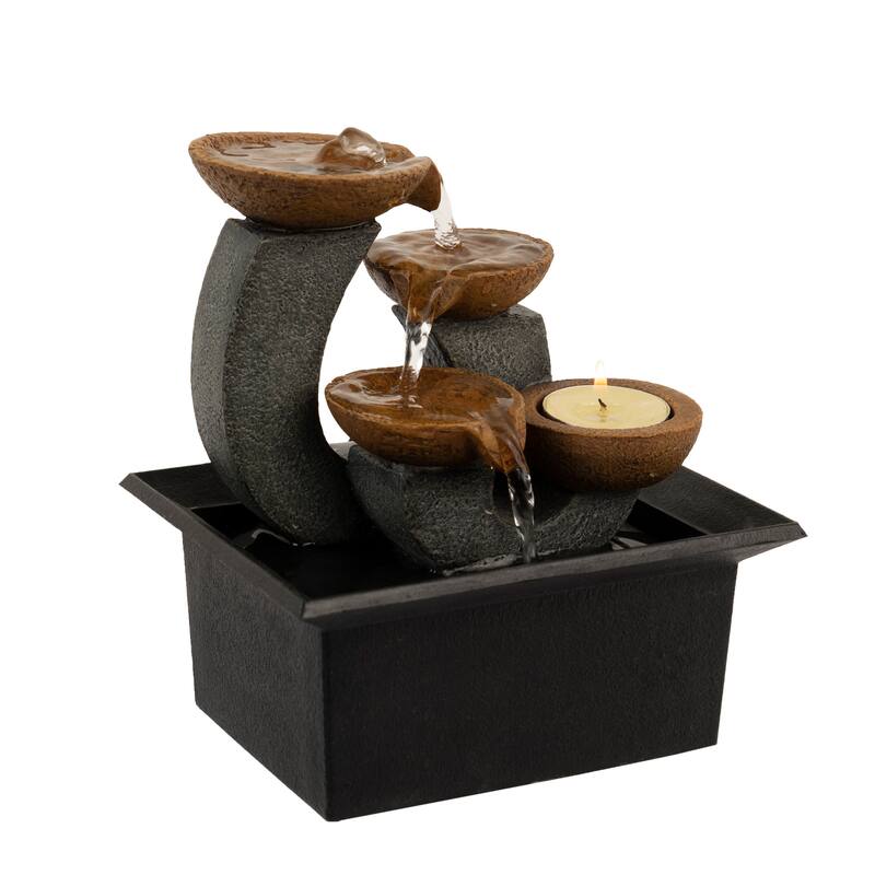 Tabletop Water Fountain- 3 Tier Indoor Waterfall by Pure Garden
