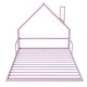 preview thumbnail 5 of 6, Metal House Floor Bed Pink Full Size Bed Frame with Headboard
