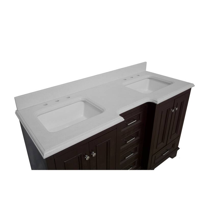 KitchenBathCollection Nantucket 60" Double Bathroom Vanity with Quartz Top