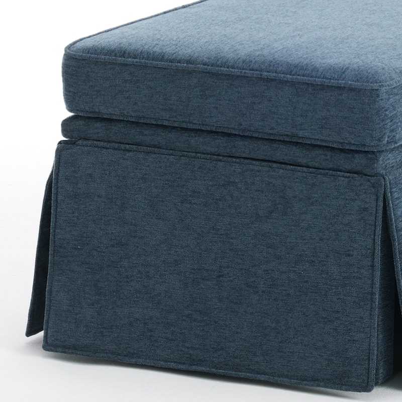 2 Set Rectangle Chenille Upholstered Storage Ottoman
