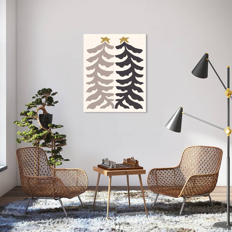 Wynwood Studio Canvas Holiday and Seasonal Ferns as Pines Gray Modern & Contemporary Wall Art Canvas Print - 30 x 36