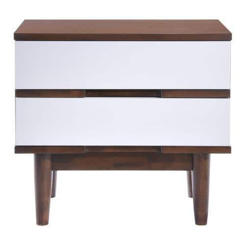 Shop Zuo Modern La Night Stand La Walnut Finish Rubberwood Night Stand Walnut And White Overstock 16415157