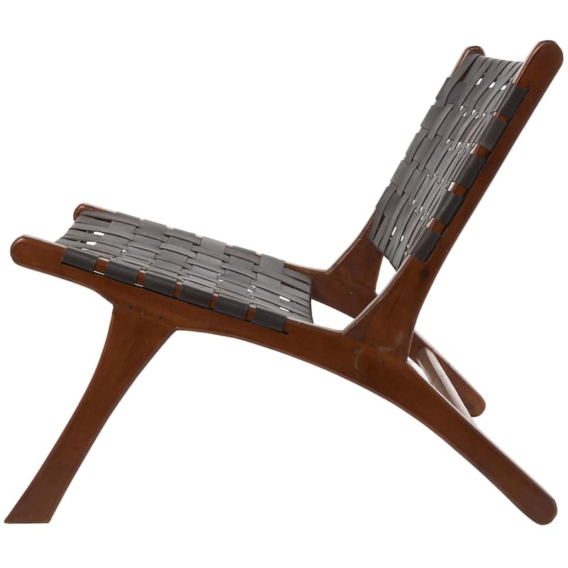 Wood Handmade Woven Accent Chair - Set of 2 Black - Roche River Decor