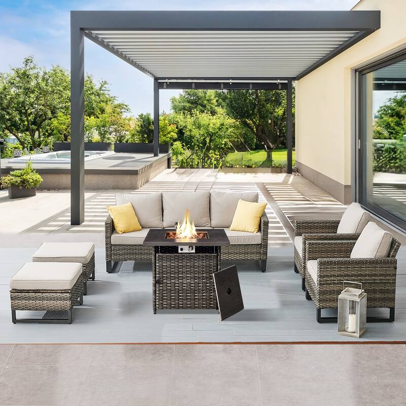 Gymojoy Outdoor Fire Pit Conversation Set, Patio Furniture with Cushions