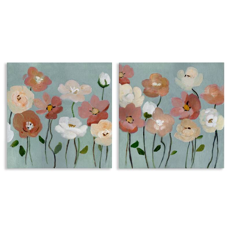 Stupell Budding Boho Blooms Canvas Wall Art Design By Charity Henderson (Set of 2) - 24 x 24