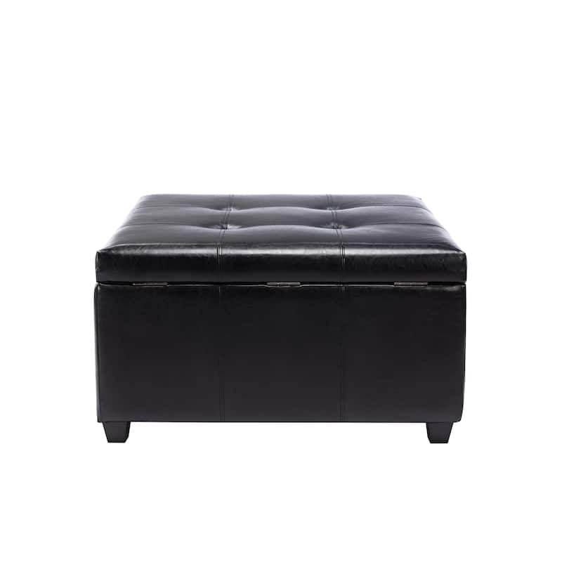 Porthos Home Jara Faux Leather Flip Top Square Storage Ottoman