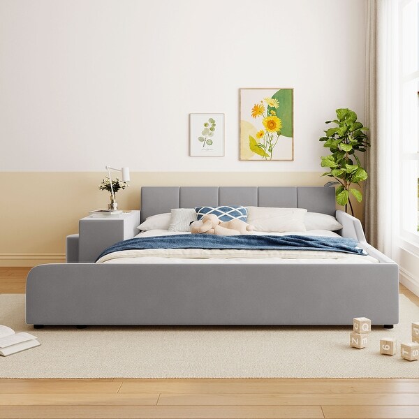 Queen Size Upholstered Grounded Bed - On Sale - Bed Bath & Beyond