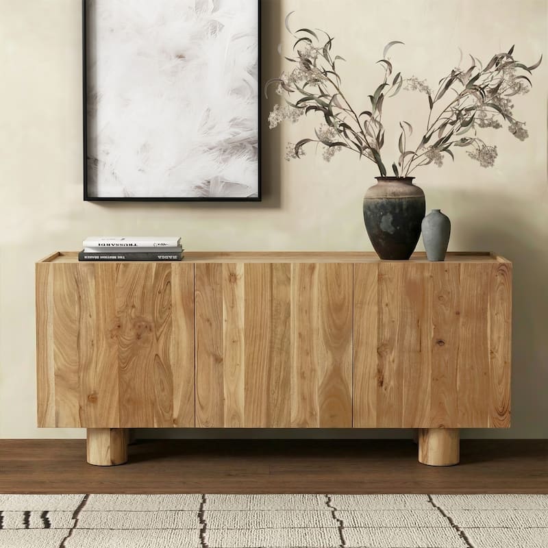SAFAVIEH Couture Ashlietta Travertine Top Sideboard - 63"W x 18"D x 29"H