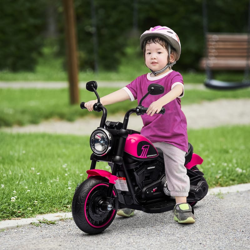 Electric Motorcycle Ride-On Bike with Training Wheels, Pink Ride-On Motorbike with High-Traction Tires - Pink