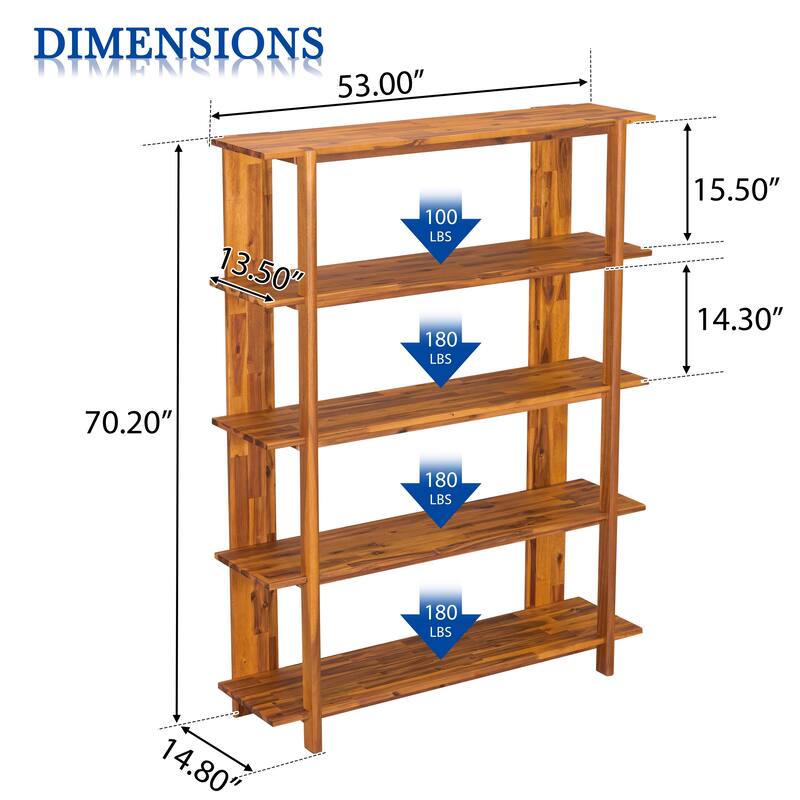 Christopher Knight Home - Ellie 4-Tier 70"H Acacia Wood Open Bookcase