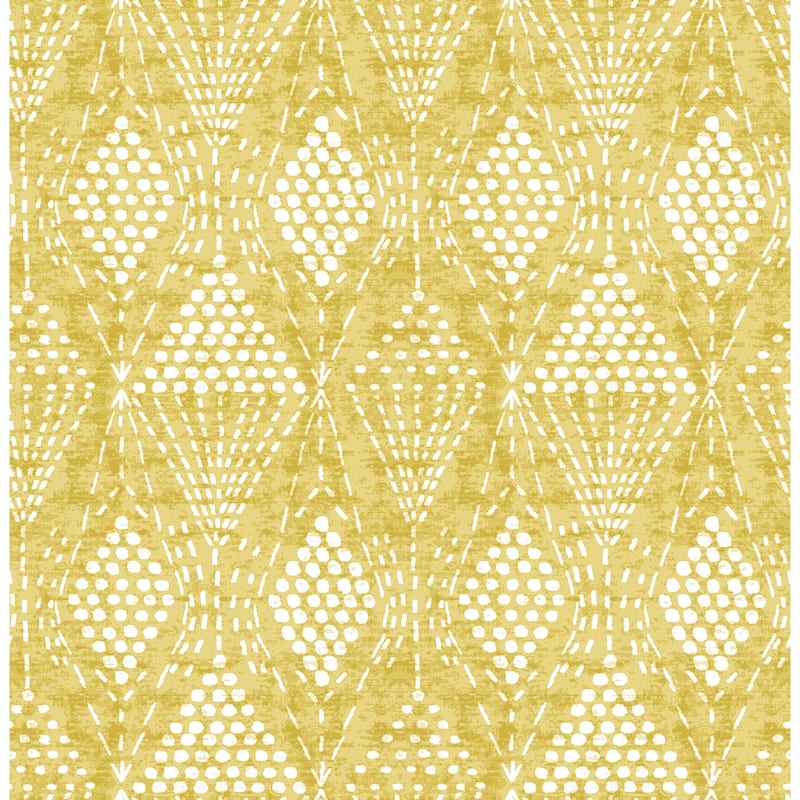 A-Street Prints Grady Yellow Dotted Geometric Wallpaper