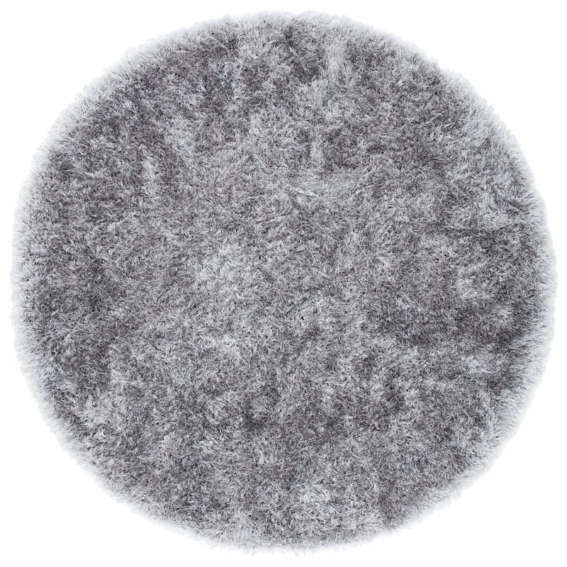 SAFAVIEH Vegas Shag Abelia 3-inch Extra Thick Polyester Rug - 6'7" Round - Grey