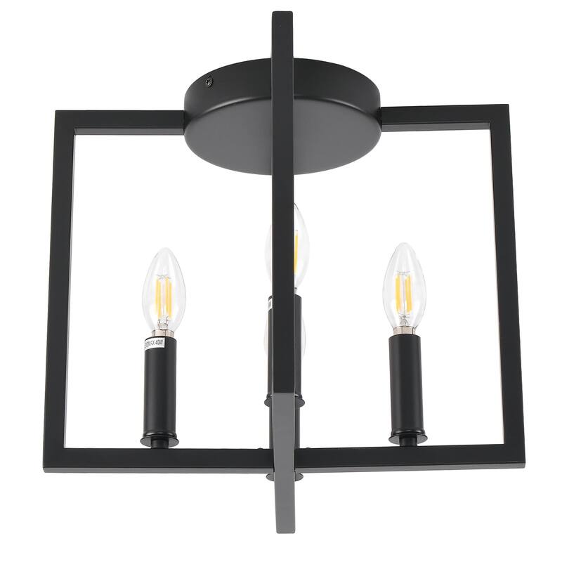 4-lights Square Flush Mount Ceiling Light - Matte Black
