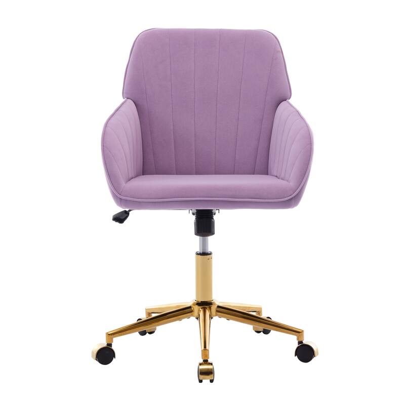 Adjustable Velvet Office Chair with Wheels, Ergonomic Swivel Study Desk Chair, Upholstered Task Chair with Backrest Seat