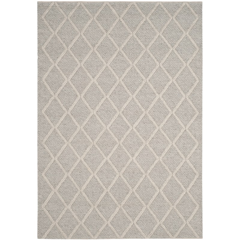 SAFAVIEH Handmade Natura Metje Wool/ Viscose Trellis Rug - 5' x 8' - Silver/Ivory