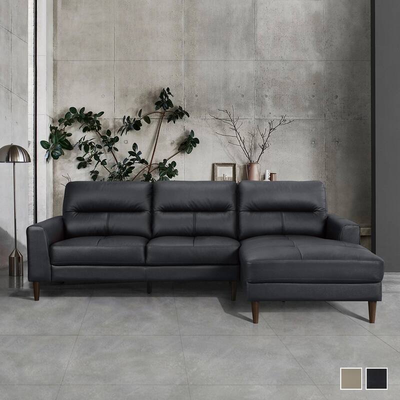 Dakota Leather Match Living Room 2-Piece Sectional with Right Chaise