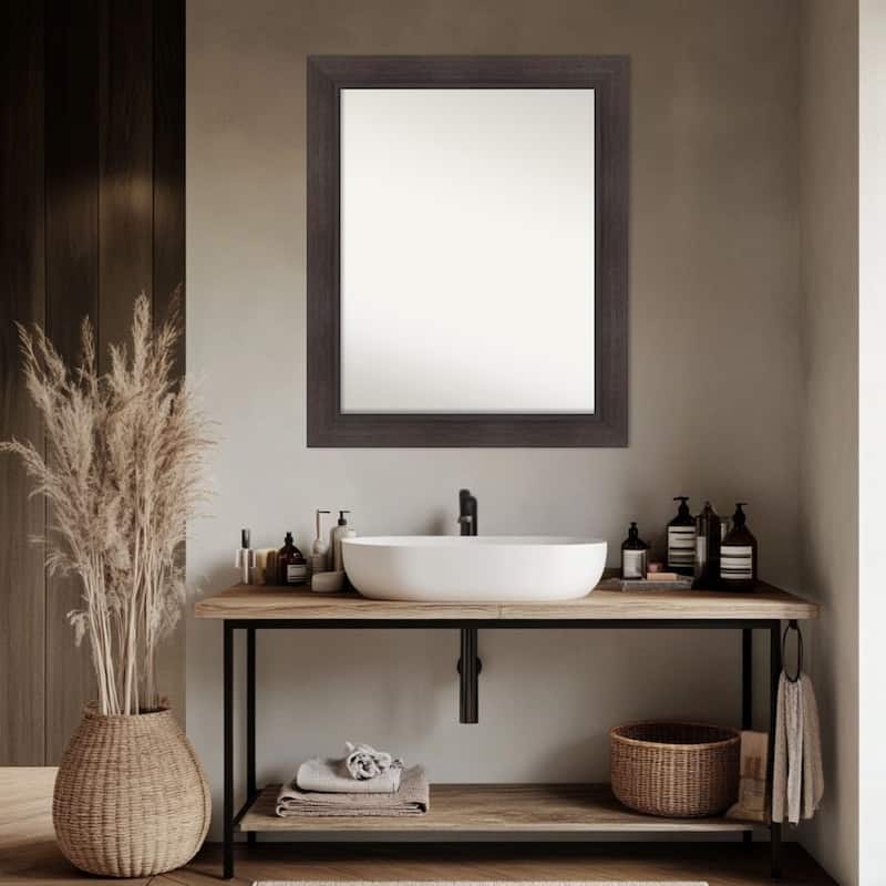 Sloped Non-Beveled Framed Bathroom Vanity Wall Mirror