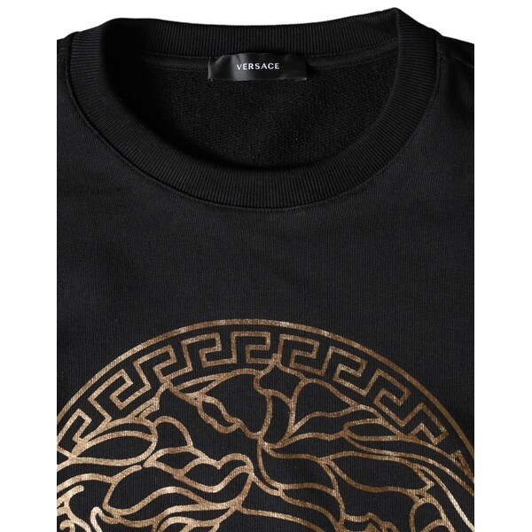 Versace Black Medusa Fleece Cotton Crew Neck Sweatshirt Men's