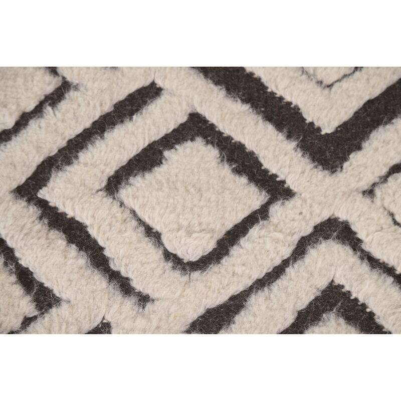 Trellis Moroccan Indian Area Rug Hand-Knotted Wool Carpet - 5'2"x 7'11"