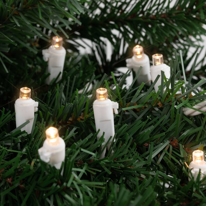 100-Count Warm White LED Wide Angle Christmas Lights 33 ft White Wire