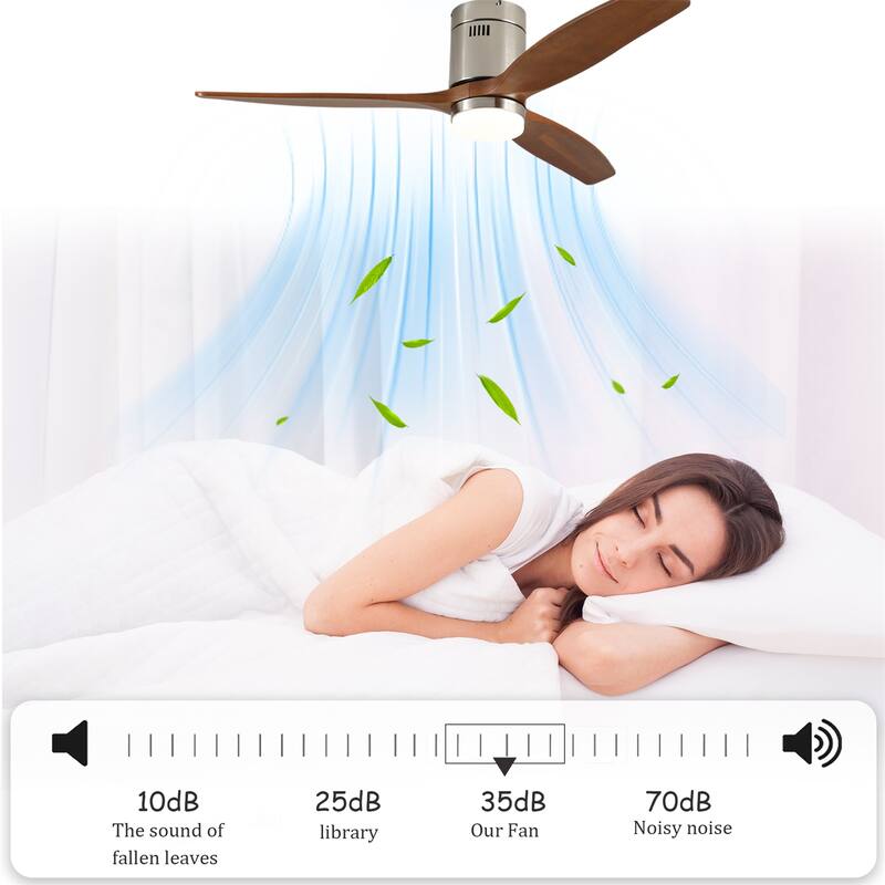 52" Ceiling Fan with Light and Remote Control, 6-speed Reversible DC Motor
