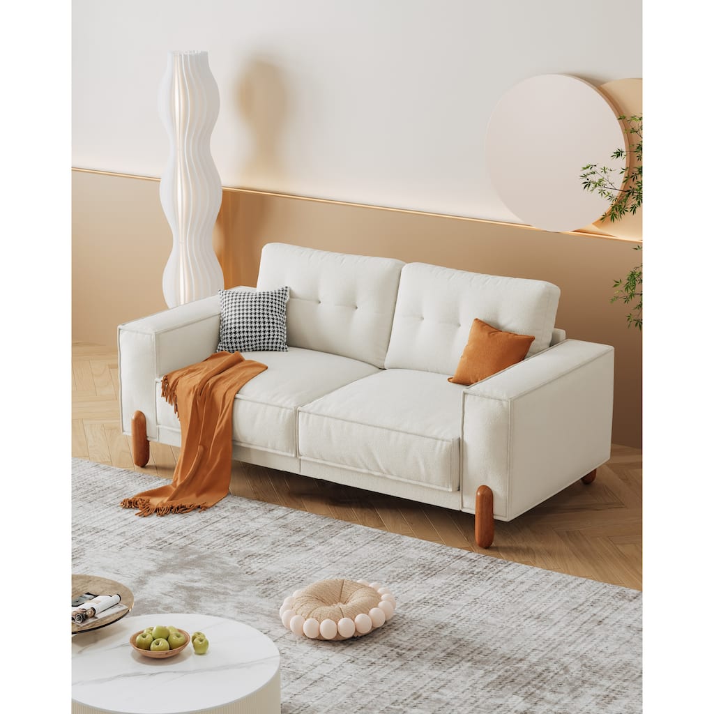 Modern Upholstered Sofa Tufted Couch with Square Arm