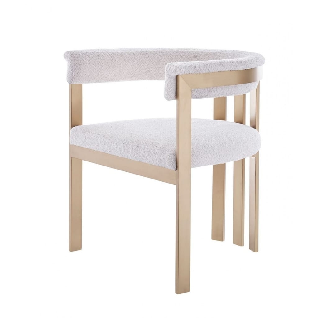 Modern Beige Velvet Dining Chair with Gold Legs and Slat Back - 23” x 25” x 29”