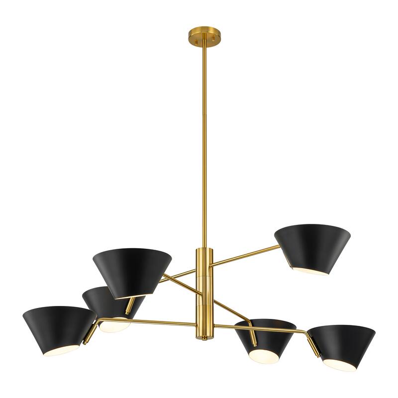 4/6-Light Mid-Century Modern Industrial Sputnik 2/3-Tiered Linear Chandelier
