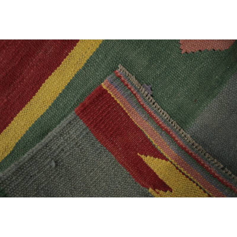 Hand Woven Oriental 100% Wool Carpet Southwestern Tribal Multi-Colored Kilim Area Rug - 11' 10'' X 8' 9''
