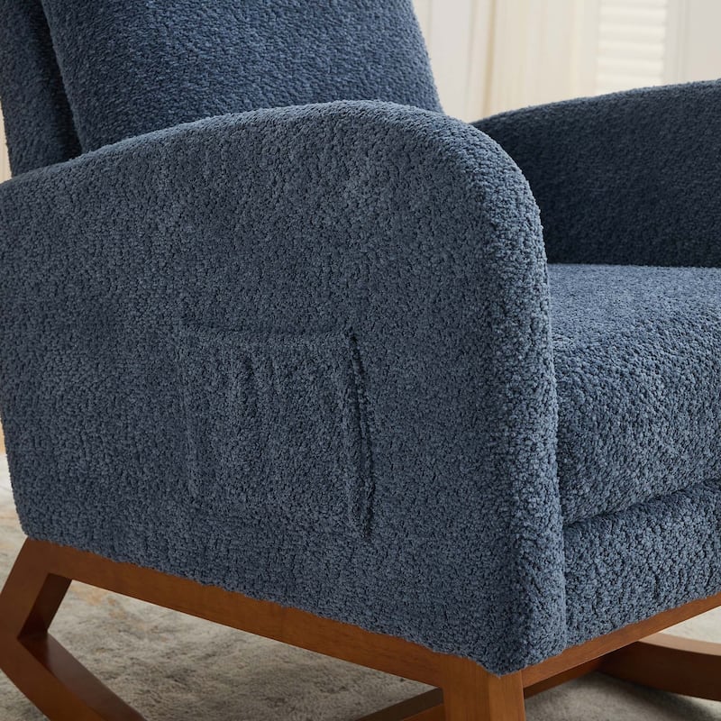 25.4"W High Back Rocking Chair with Retractable Footrest
