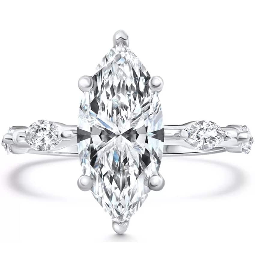 Bliss Diamond Certified 7Ct Marquise Diamond Platinum Engagement Ring Lab Grown