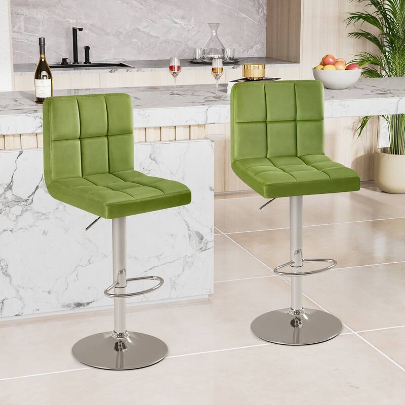 Furniwell Bar Stools Velvet Height Adjustable Swivel Counter Stools with Back - N/A