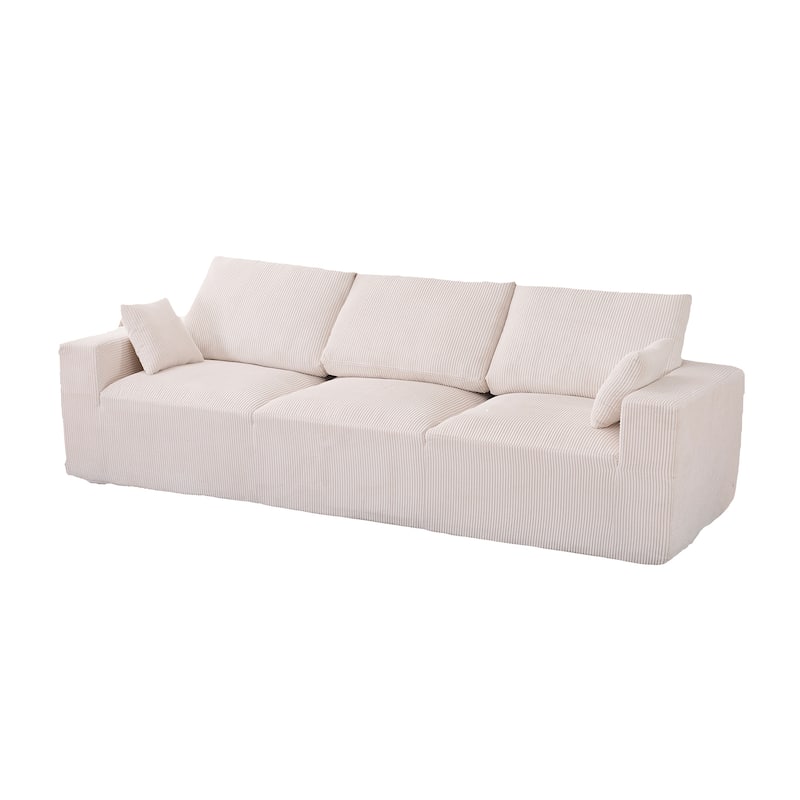 3 Seater Corduroy Sectional Sofa Modular Deep Seat Lounge Couch