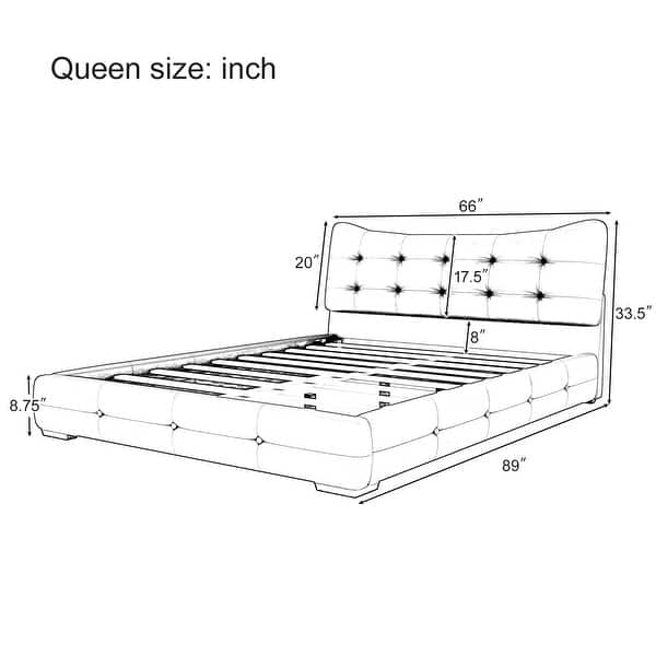 Queen Size PU Upholstered Platform Bed with Ergonomic Wingback Headboard